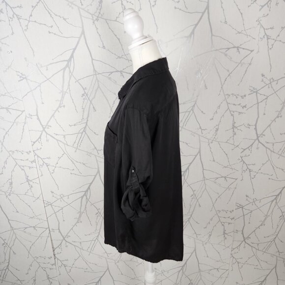 Lola River Black 100% Tencel Button Front Shirt - Picture 2 of 5